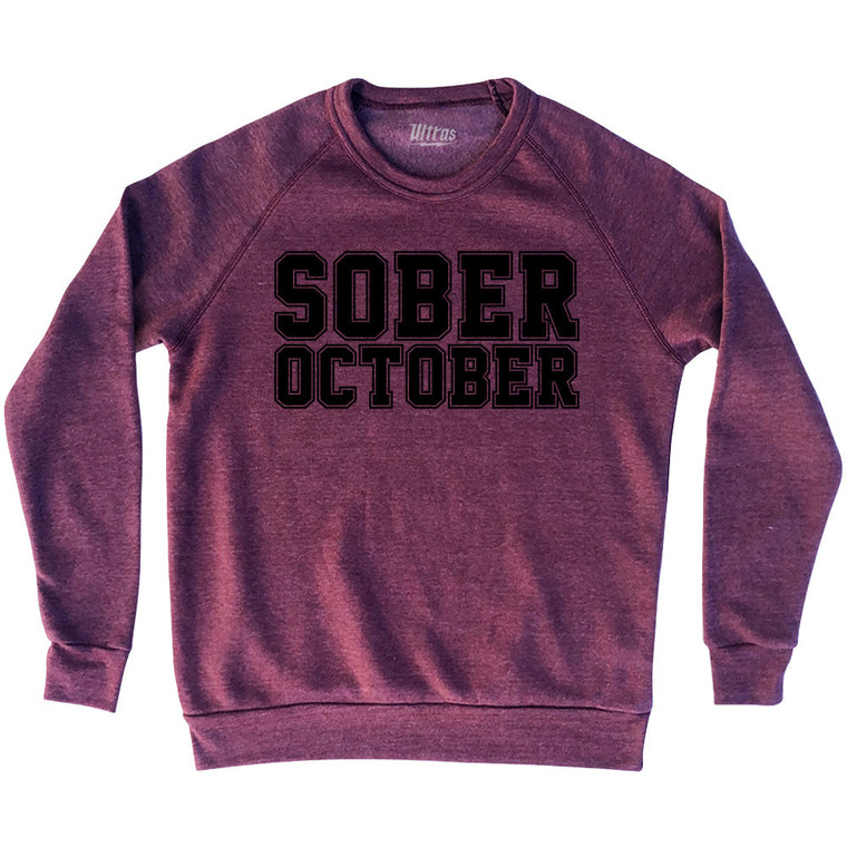 Sober October Adult Tri-Blend Sweatshirt - Cardinal Blue