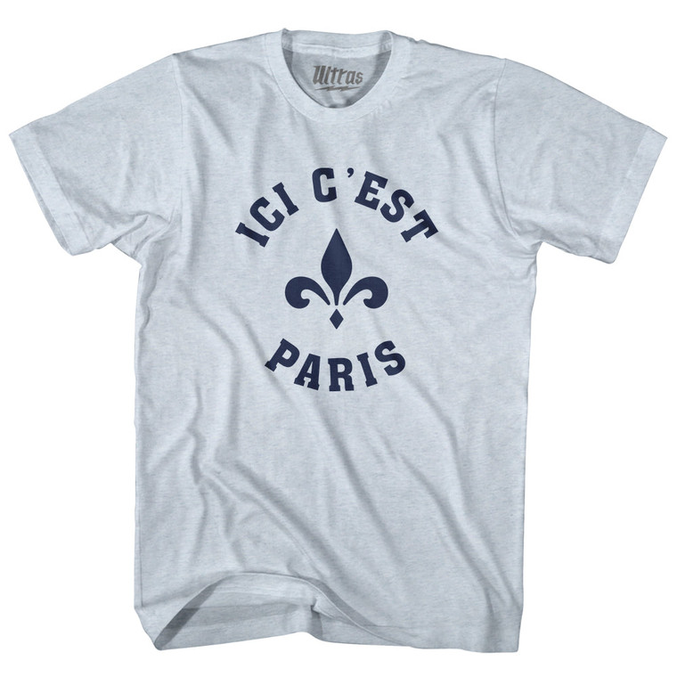 ICI C'est Paris Fleur De Lis Soccer Adult Tri-Blend T-shirt - Athletic White