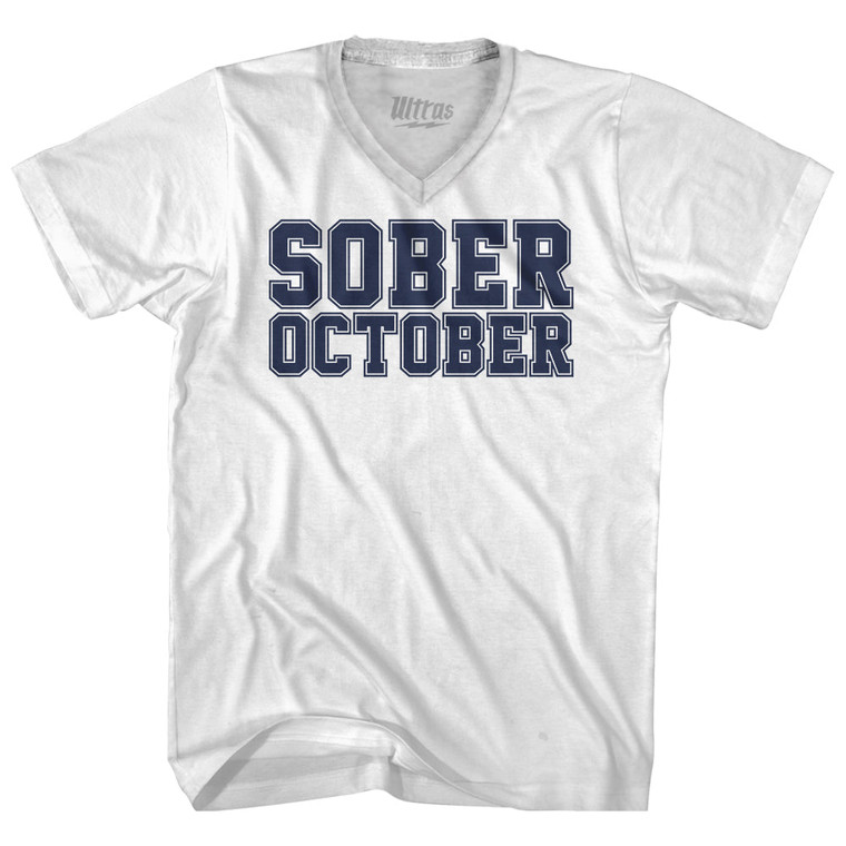 Sober October Adult Tri-Blend V-neck T-shirt - White