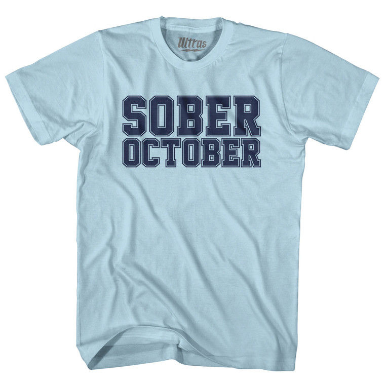 Sober October Adult Cotton T-shirt - Light Blue