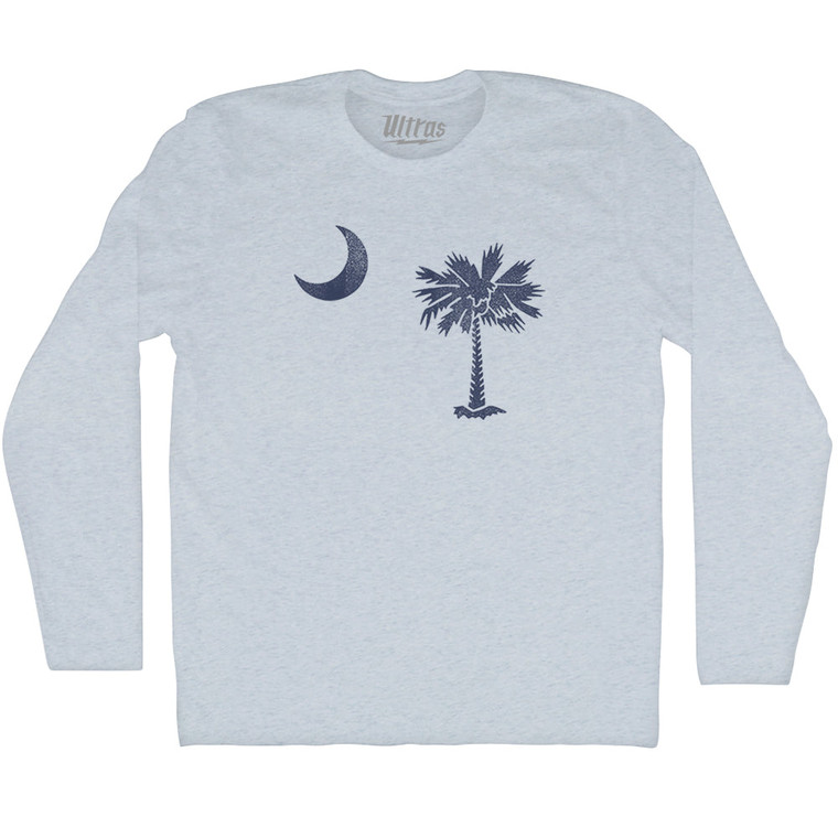 South Carolina State Flag Adult Cotton Long Sleeve T-shirt - Athletic White