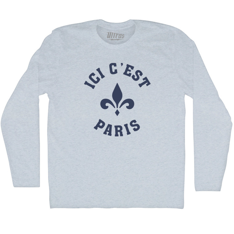 ICI C'est Paris Fleur De Lis Soccer Adult Cotton Long Sleeve T-shirt - Athletic White