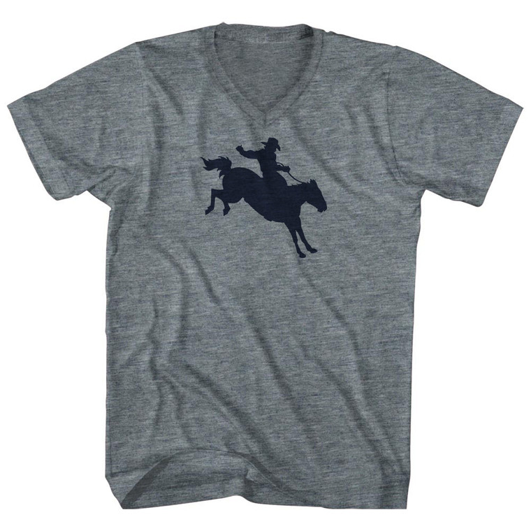 Rodeo Adult Tri-Blend V-neck T-shirt - Athletic Grey