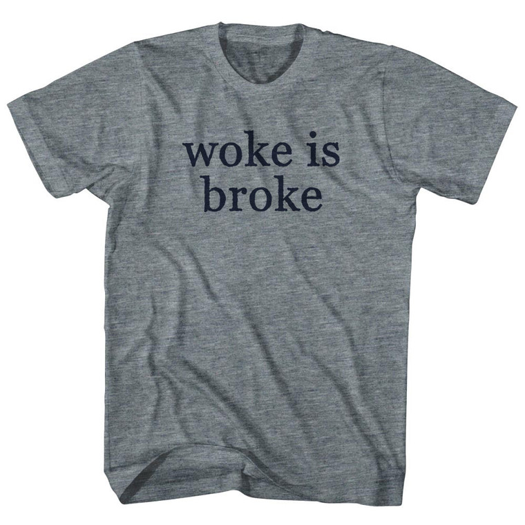 Woke Is Broke Rage Font Womens Tri-Blend Junior Cut T-Shirt - Athletic Grey