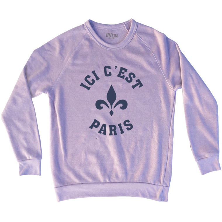 ICI C'est Paris Fleur De Lis Soccer Adult Tri-Blend Sweatshirt - Pink