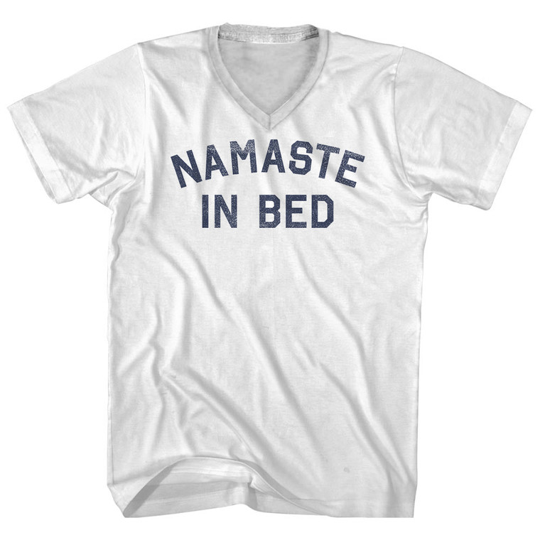 Namaste In Bed Adult Cotton V-neck T-shirt - White