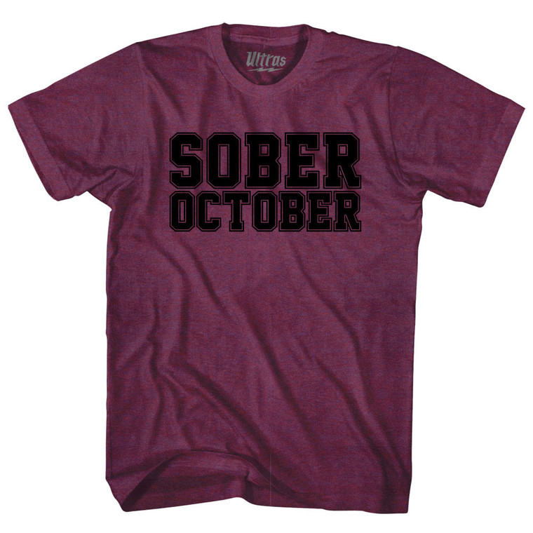 Sober October Adult Tri-Blend T-shirt - Athletic Cranberry