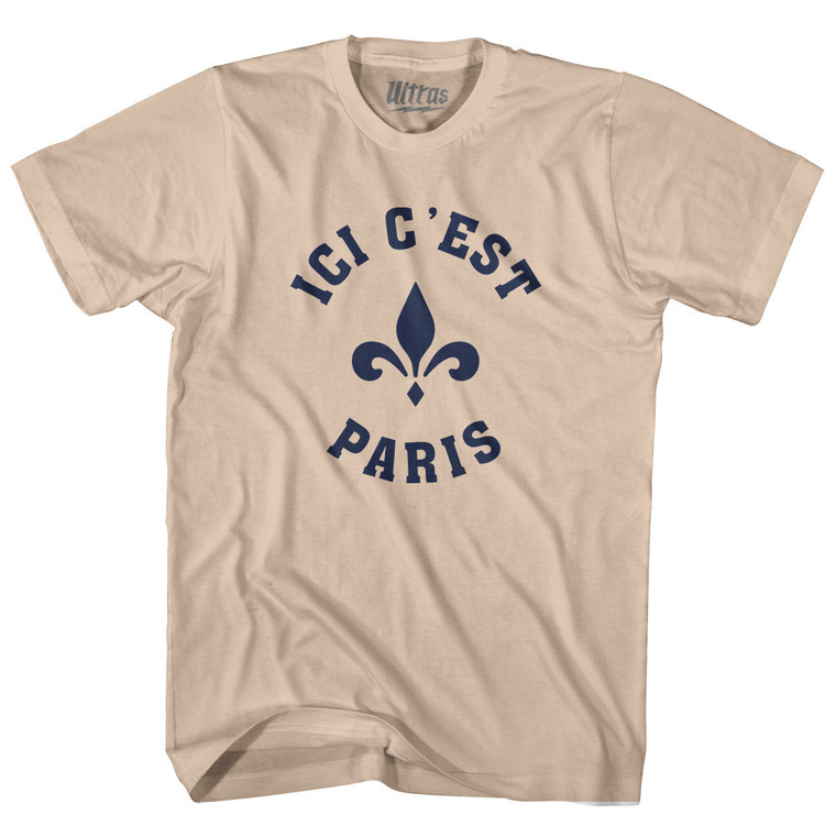 ICI C'est Paris Fleur De Lis Soccer Adult Cotton T-shirt - Creme