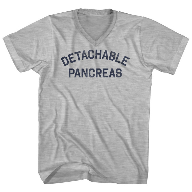 Detachable Pancreas Adult Cotton V-neck T-shirt - Grey Heather
