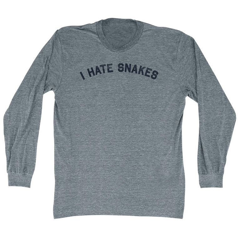 I Hate Snakes Adult Tri-Blend Long Sleeve T-shirt - Athletic Grey