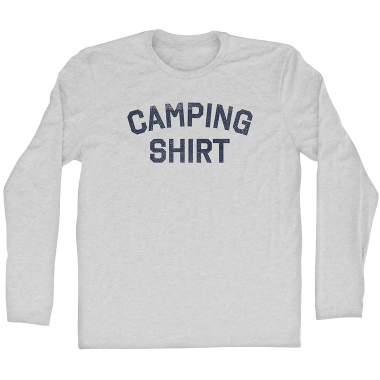 Camping Shirt Adult Cotton Long Sleeve T-shirt - Grey Heather