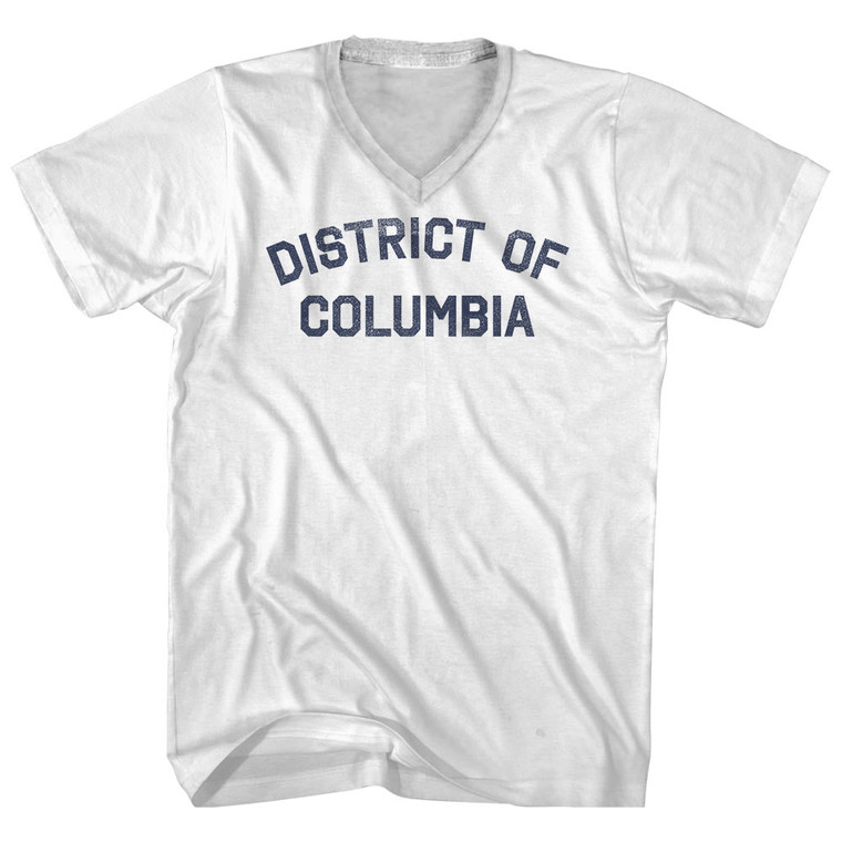 District of Columbia Adult Cotton V-neck T-shirt - White