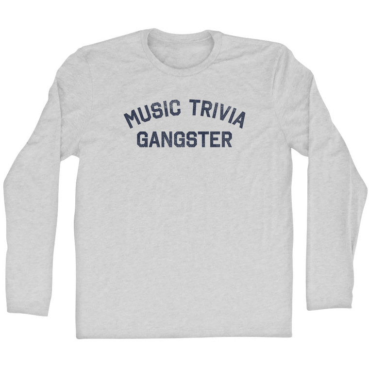 Music Trivia Gangster Adult Cotton Long Sleeve T-shirt - Grey Heather