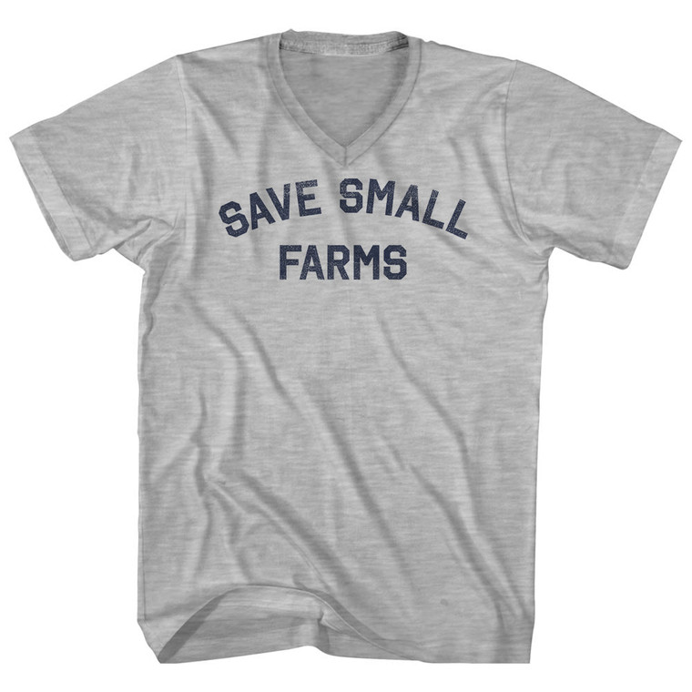 Save Small Farms Adult Cotton V-neck T-shirt - Grey Heather
