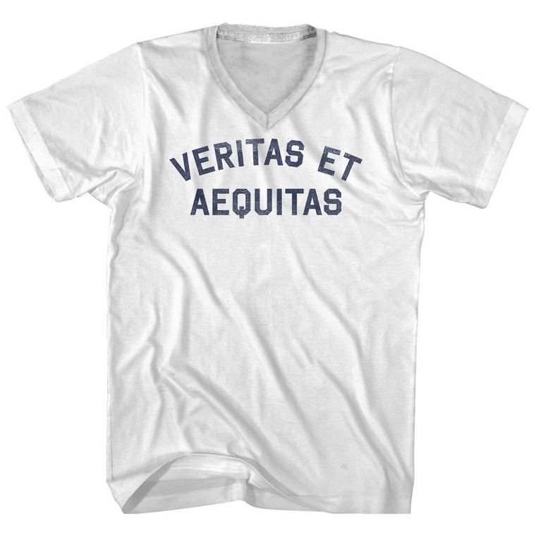 Veritas Et Aequitas Adult Cotton V-neck T-shirt - White