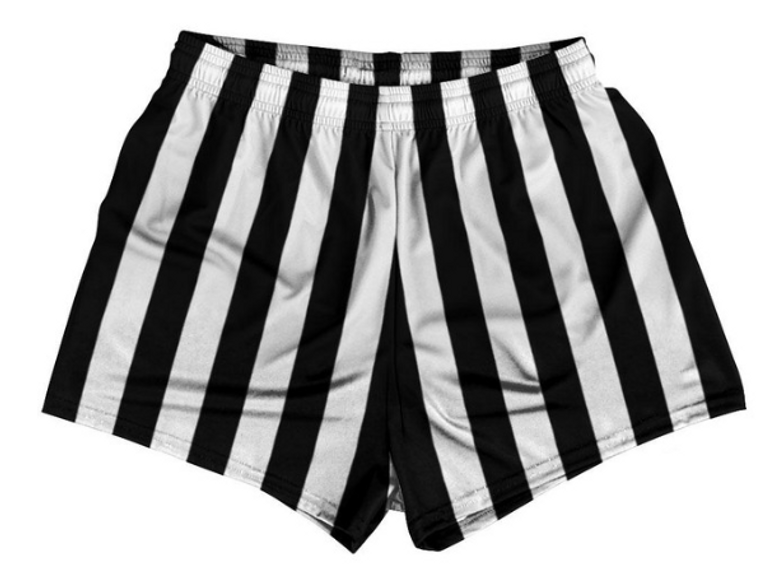 Women MEDIUM- Black & White Vertical Stripe Womens & Girls Sport Shorts End Made In USA - Black & White- Final Sale ZT82