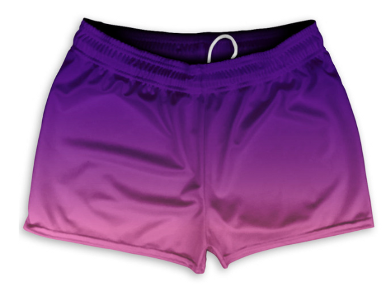 ADULT 2X-LARGE- Indigo And Pink Ombre Shorty Short Gym Shorts 2.5" Inseam Made In USA - Hot Pink- Final Sale ZT42 ADULT 2X-LARGE- Indigo And Pink Ombre Shorty Short Gym Shorts 2.5" Inseam Made In USA - Hot Pink- Final Sale ZT42