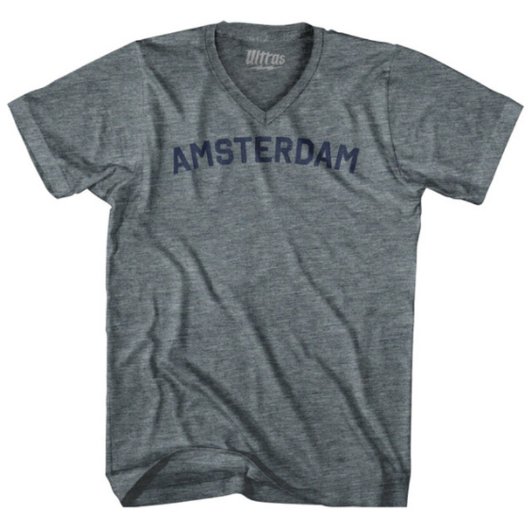 Women Small - Amsterdam Women Tri-Blend V-neck T-shirt - Athletic Grey - Final Sale Z481