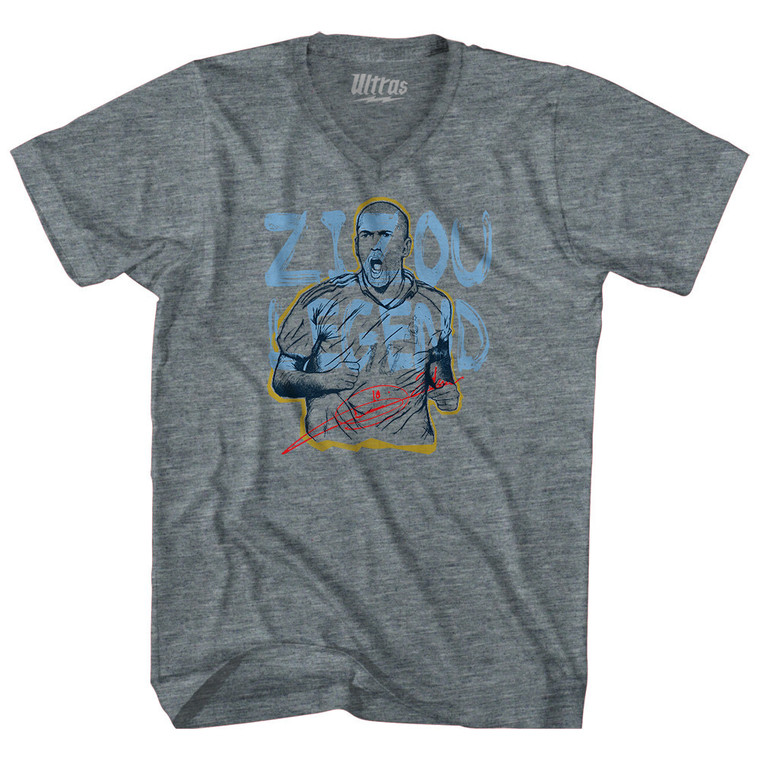 Adult X-Large - Zidane Celebration - V-Neck Athletic Gray - Tri-Blend - Final Sale Z481