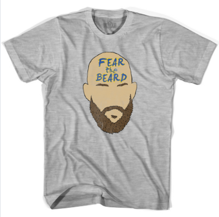 Adult Large - Fear The Beard T-Shirt Cotton Gray Heather - Final Sale Z4