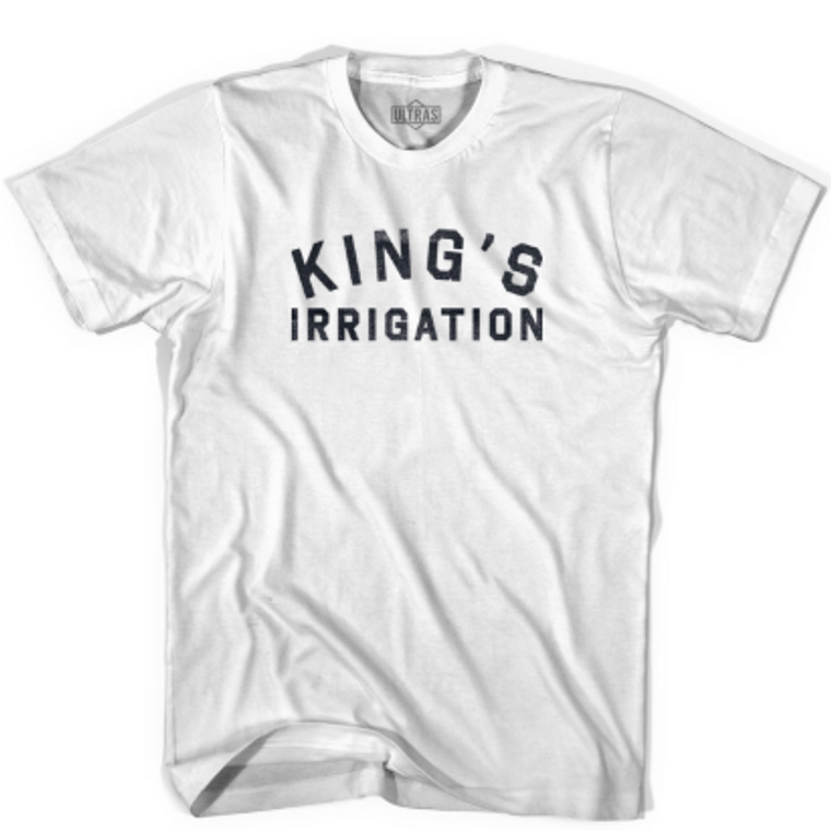 Adult X-Large - King's Irrigation "BLACK PRINT" White Cotton T-Shirt - Final Sale Z66