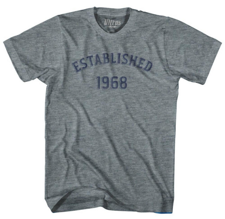 Adult X-Large - Established 1968 Adult Tri-Blend T-Shirt - Athletic Grey - Final Sale Z480