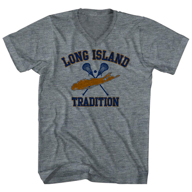 Long Island Tradition Adult Tri-Blend V-Neck T-Shirt - Athletic Grey