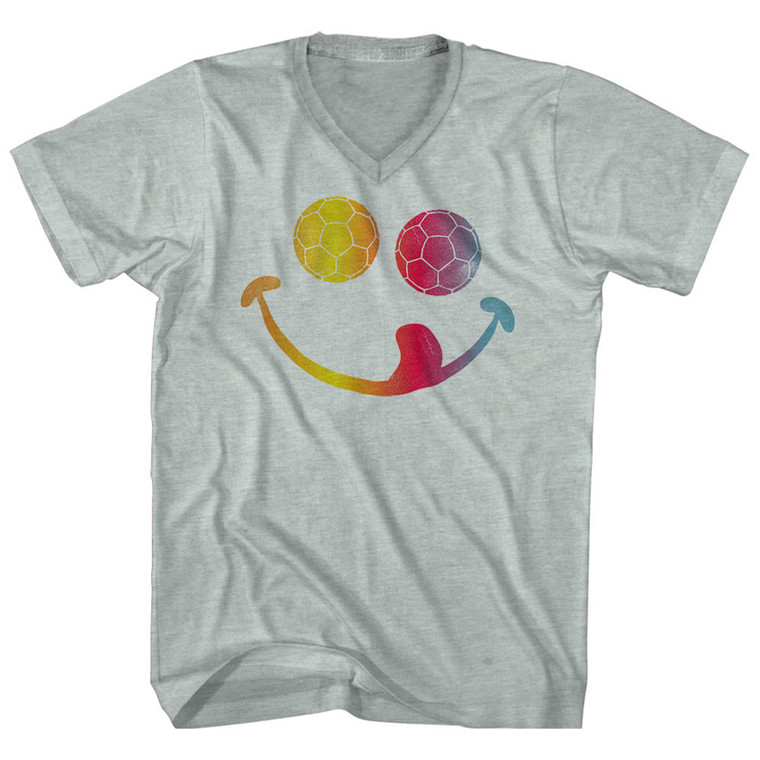 Soccer Smile Adult Tri-Blend V-Neck T-Shirt - Athletic Cool Grey