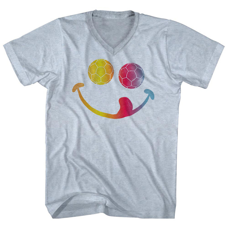 Soccer Smile Adult Tri-Blend V-Neck T-Shirt - Athletic White