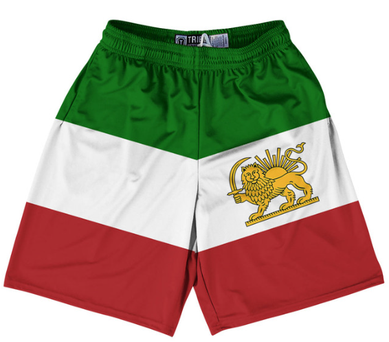 ADULT SMALL- Free Iran Country Flag Lacrosse Shorts Made In USA - Green Red White- Final Sale ZT981