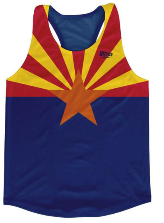 ADULT X-LARGE- Arizona State Flag Running Tank Top Racerback Track and Cross Country Singlet Jersey Made In USA - Blue & Yellow- Final Sale T2