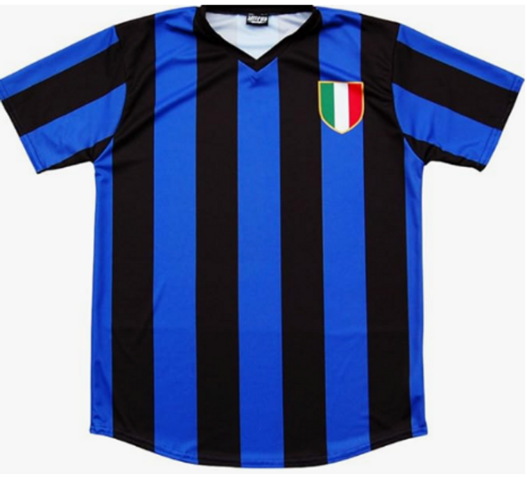 ADULT SMALL- Ultras Milan Retro Scudetto #10 Soccer ROYAL/BLACK Jersey- Final Sale J2
