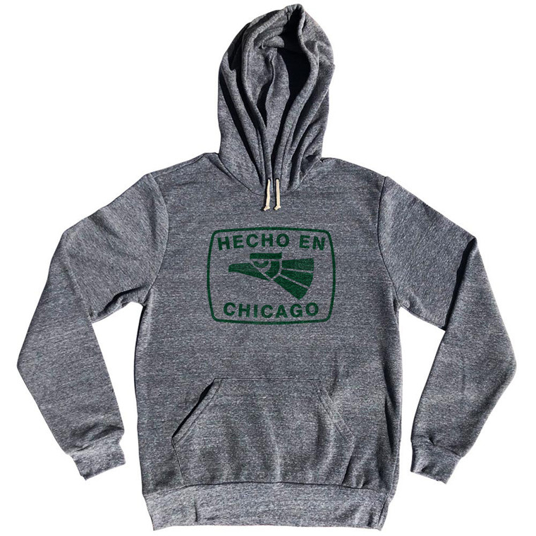 Hecho En Chicago Eagle Cotton-Poly Blend Hoodie - Athletic Grey