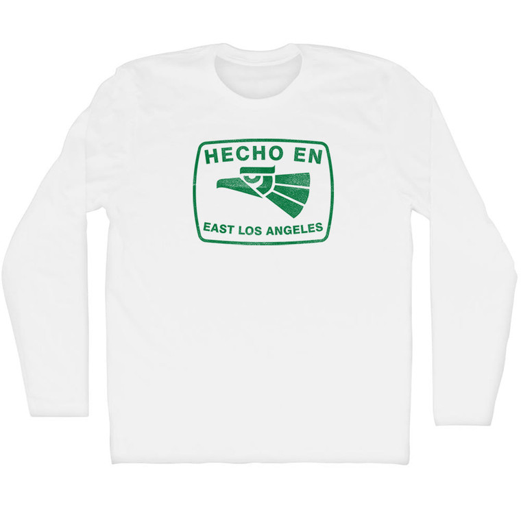 Hecho En East Los Angeles Eagle Adult Cotton Long Sleeve T-shirt - White