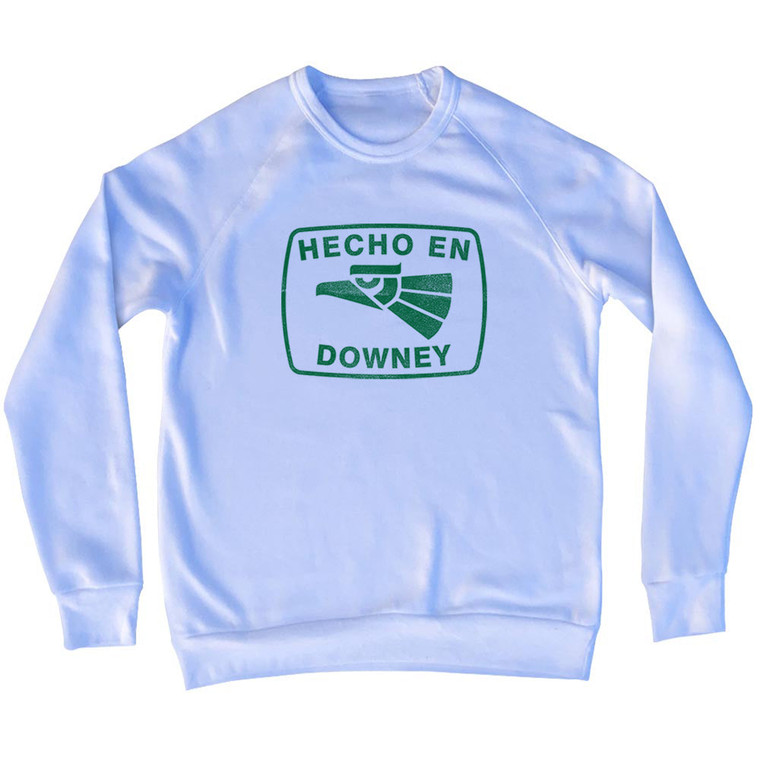 Hecho En Downey Eagle Adult Tri-Blend Sweatshirt - White