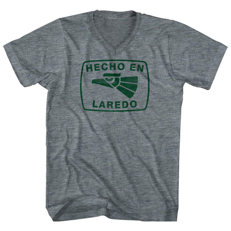 Hecho En Laredo Eagle Adult Tri-Blend V-neck T-shirt - Athletic Grey