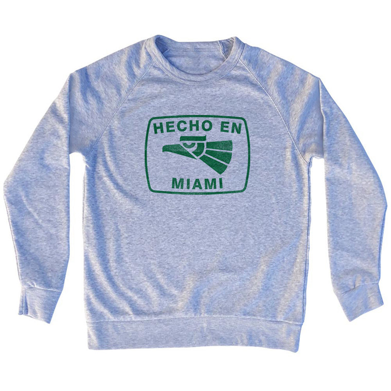Hecho En Miami Eagle Adult Tri-Blend Sweatshirt - Grey Heather