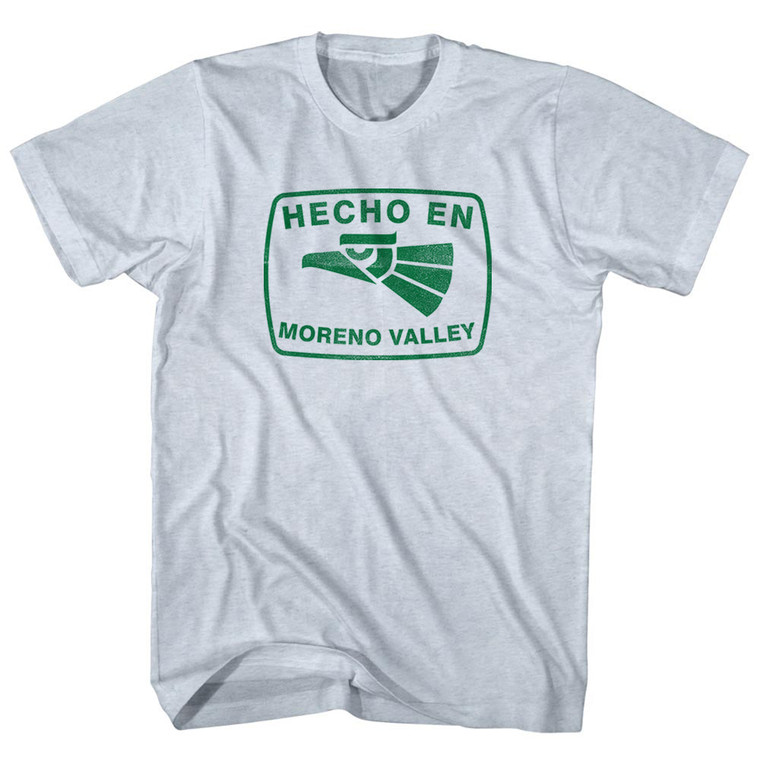 Hecho En Moreno Valley Eagle Adult Tri-Blend T-shirt - Athletic White