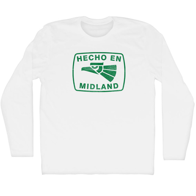 Hecho En Midland Eagle Adult Cotton Long Sleeve T-shirt - White