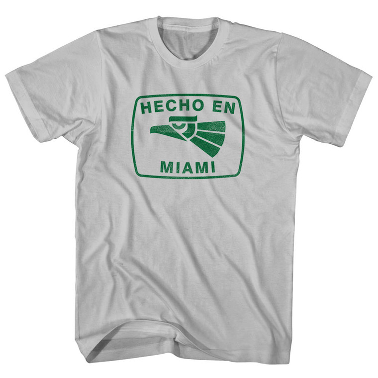 Hecho En Miami Eagle Adult Cotton T-shirt - Cool Grey