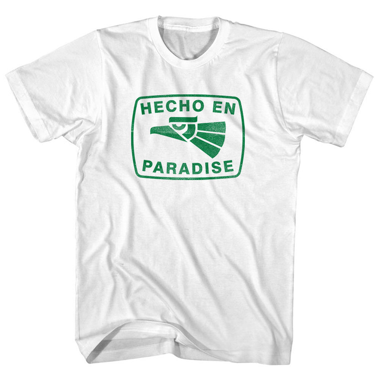 Hecho En Paradise Eagle Womens Cotton Junior Cut T-Shirt - White