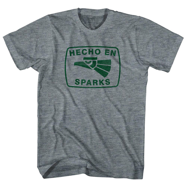 Hecho En Sparks Eagle Womens Tri-Blend Junior Cut T-Shirt - Athletic Grey