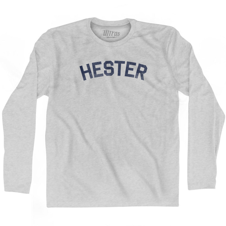 HESTER Adult Cotton Long Sleeve T-shirt - Grey Heather