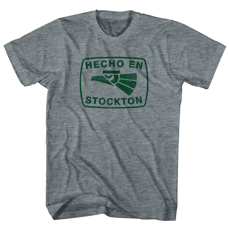 Hecho En Stockton Eagle Womens Tri-Blend Junior Cut T-Shirt - Athletic Grey