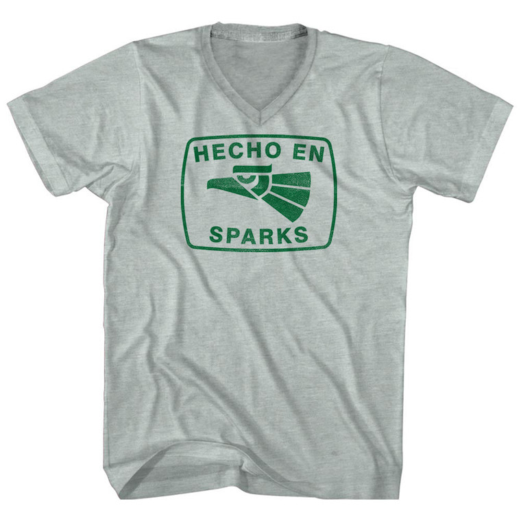 Hecho En Sparks Eagle Adult Tri-Blend V-neck T-shirt - Athletic Cool Grey