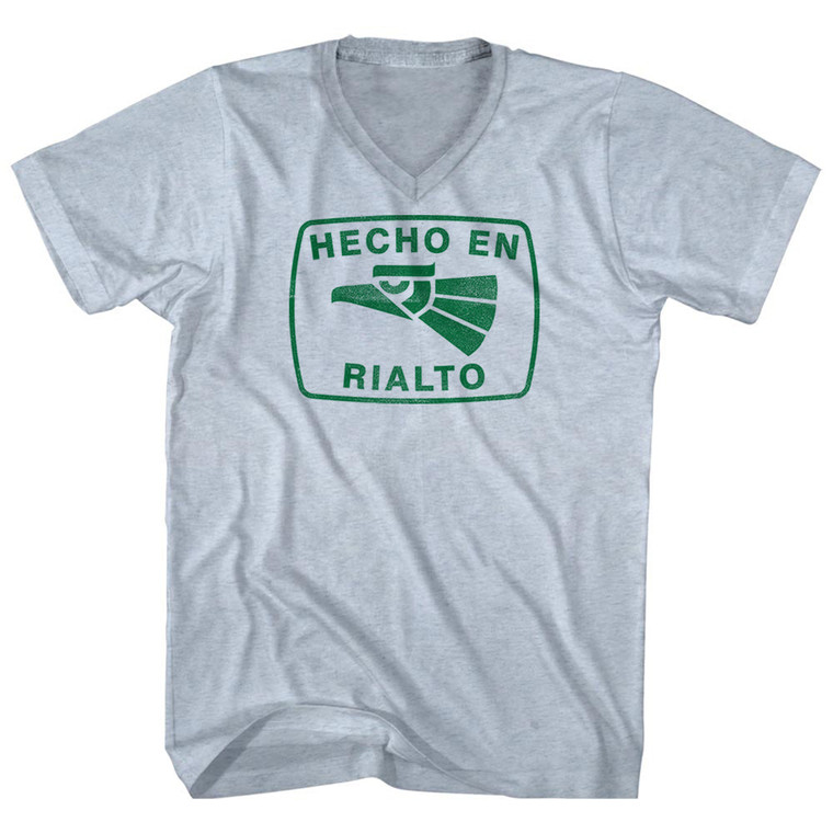 Hecho En Rialto Eagle Adult Tri-Blend V-neck T-shirt - Athletic White