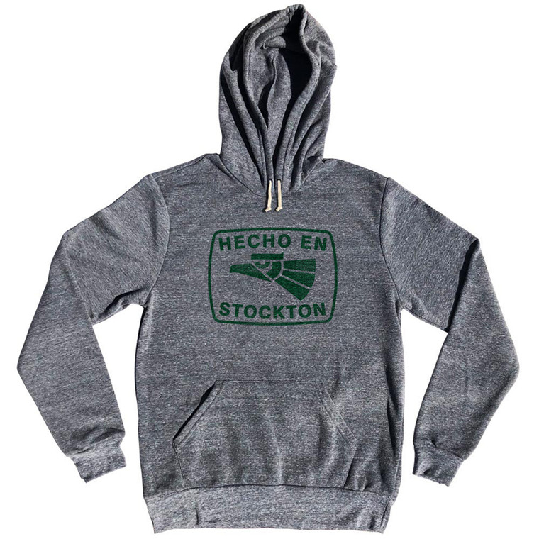 Hecho En Stockton Eagle Cotton-Poly Blend Hoodie - Athletic Grey