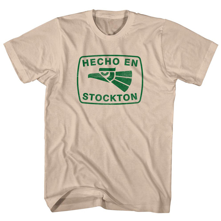 Hecho En Stockton Eagle Adult Cotton T-shirt - Creme