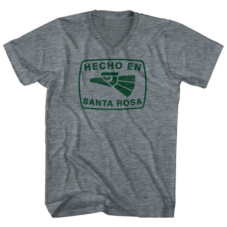 Hecho En Santa Rosa Eagle Adult Tri-Blend V-neck T-shirt - Athletic Grey