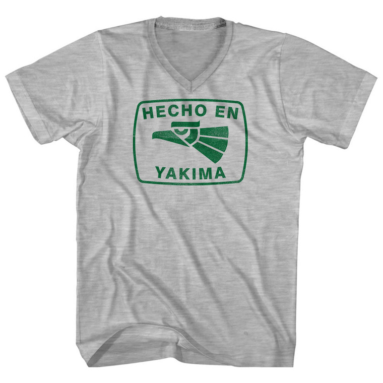 Hecho En Yakima Eagle Adult Cotton V-neck T-shirt - Grey Heather